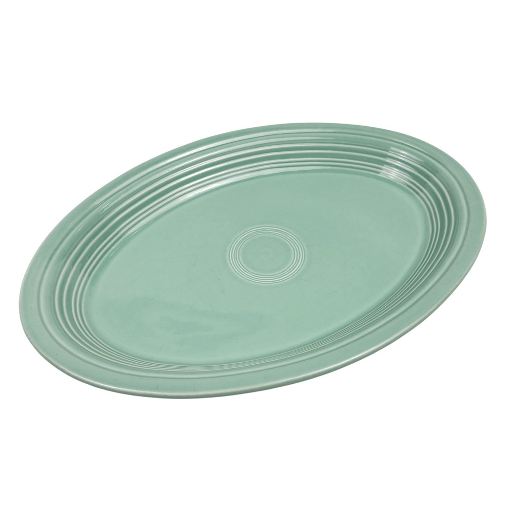 VTG Fiesta HLC USA Oval Platter 13.5" Sea Mist Green Ceramic Serving Tray Farm